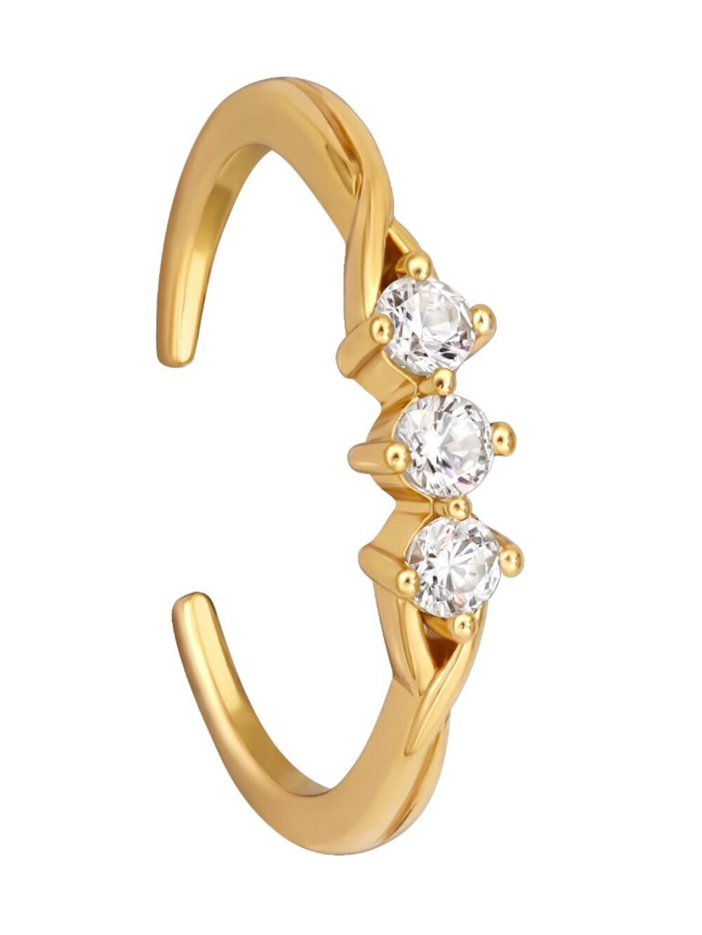 Gold Vermeil CZ Toe Ring Twist Midi Ring